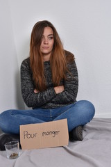 Tristesse d'une femme sans domicile fixe