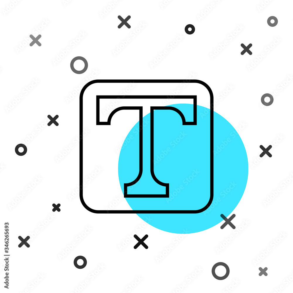 Fototapete black line text icon isolated on white background. random dynamic shapes. vector illustration