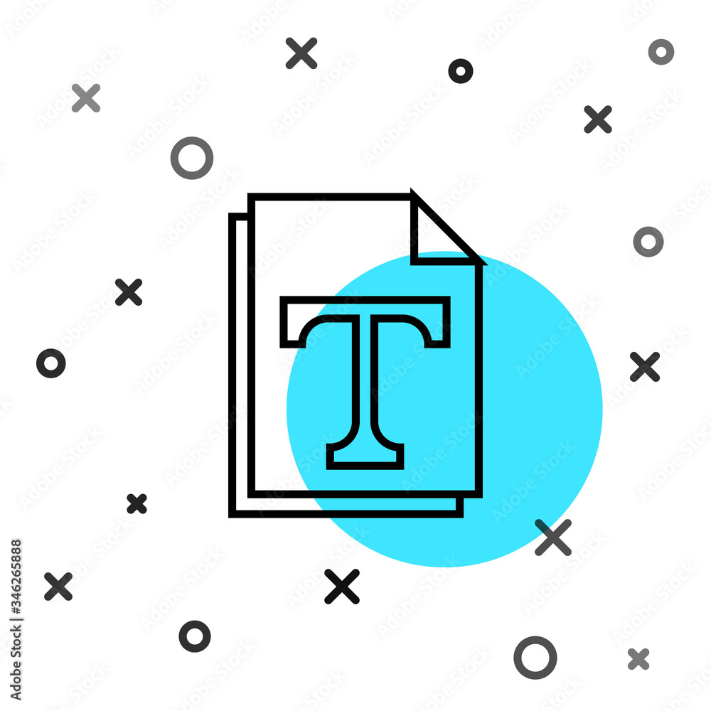 Fototapete black line text file document icon isolated on white background. random dynamic shapes. vector illus