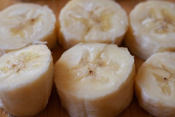close up of slices of banana 