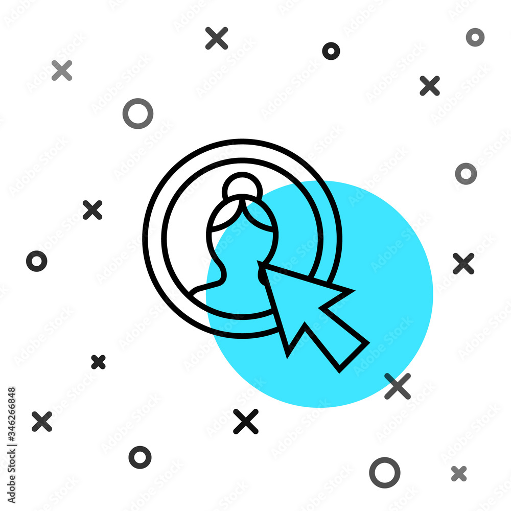 Poster black line create account screen icon isolated on white background. random dynamic shapes. vector il