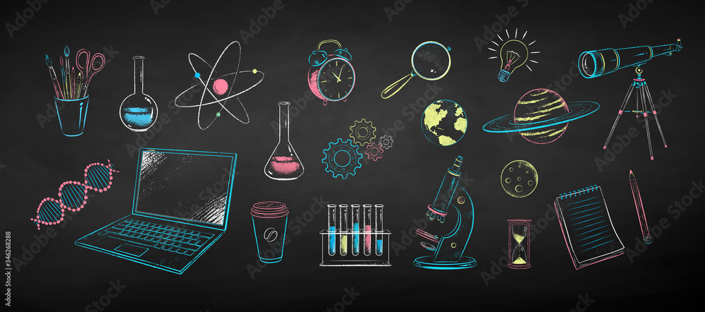 Wall mural collection of science objects