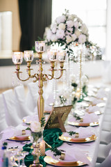 Candlestick on a festive wedding table