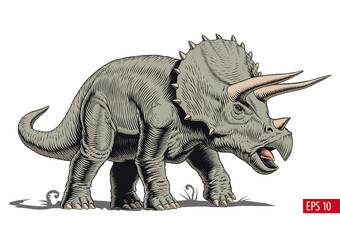 Triceraptops dinosaur isolated, comic style vector illustration © ledokol.ua