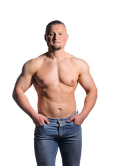 Fototapeta premium Image of muscle man posing in studio