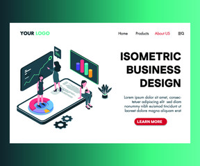 Isometric Artwork Concept of business design