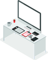 Isometric Artwork Concept of office table