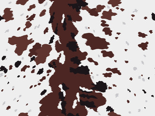 Seamless Texas  Longhorn cow hide print pattern design with big brown spots. Vector animal print textured repeat pattern. 