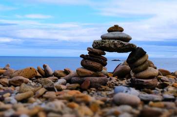 stack of stones on beach
