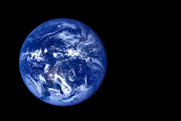 Naklejka na ściany i meble Earth on a dark background. Elements of this image were furnished by NASA.