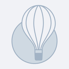 Vector modern icon of an air balloon. It represents a concept of flying, adventure and balloon travelling. Can be used as a logo, icon, or label