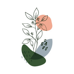 Abstract floral art vector leaves background. Hand draw leaves