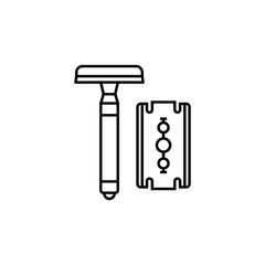 barbershop, razor line illustration icon on white background