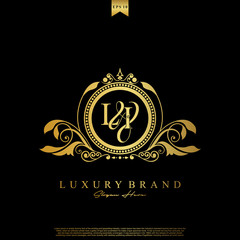 Logo Initial letter LI luxury vector mark, gold color elegant classical symmetric curves decor.