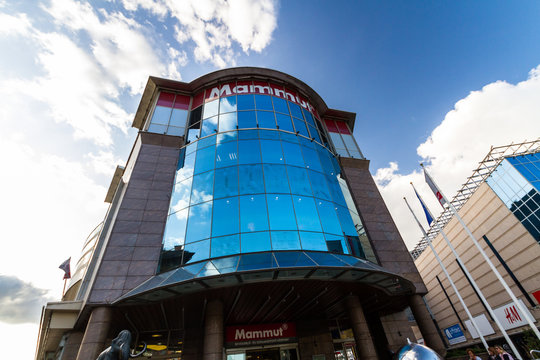 Editorial, Glass front of Mammut Shopping Mall, Kalman ter square,  Budapest Hungary