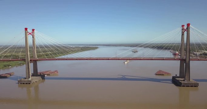 Suspension bridge in the parana river.