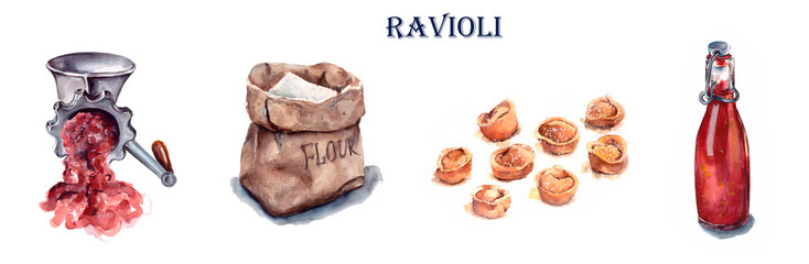 A close up of food. illustration products and kitchen accessories