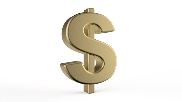 Sign of dollar on white isolated background. 3d. Stock image