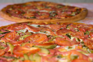 homemade pizza in the oven. cooking at home.