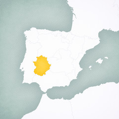 Map of Iberian Peninsula - Extremadura