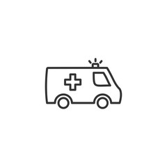 Ambulance paramedic vehicle - line icon. Ambulance truck symbol -outline style design. Vector illustration. 