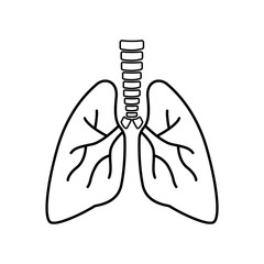 Lungs icon on white background. Human respiratory system. Vector sign internal organ.