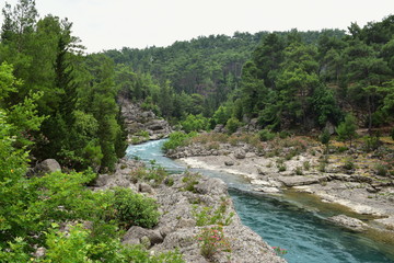 River rafting in Koprulu canyon in Turkey.