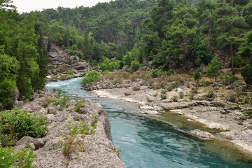 River rafting in Koprulu canyon in Turkey.