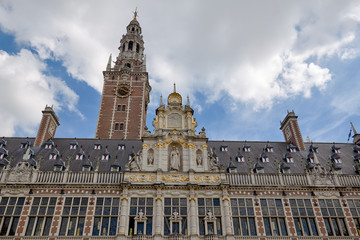 Fototapeta na wymiar Main facade of the University Library of Leuven in Flanders in Belgium.