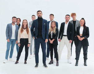 Fototapeta premium in full growth. leader and group of young people standing together