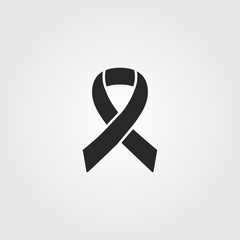 Breast cancer awareness ribbon black icon. Vector illustration.