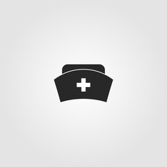 Nurse cap - black icon. Simple flat style design. Nurse hat icon for logo, app, ui... Vector illustration. 