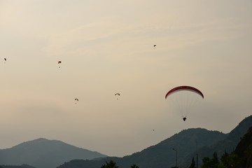Paragloding in Turkey coast. Fethie.