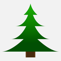 Christmas tree icon. Green christmas tree isolated on white background. Flat style. Vector