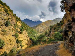 High mountain Sierra Nevada landscapes, in a summer trekking. 