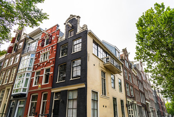 Traditional Dutch architecture colorful houses in Amsterdam, Netherlands