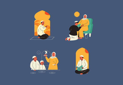 Ramadan Graphics Illustration Art Kit