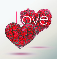 Obraz na płótnie Canvas Love hearts romantic banner background valentine