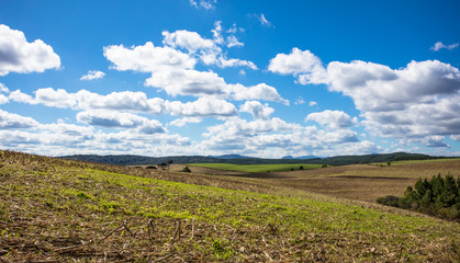 Fototapeta na wymiar Área rural com campo arado