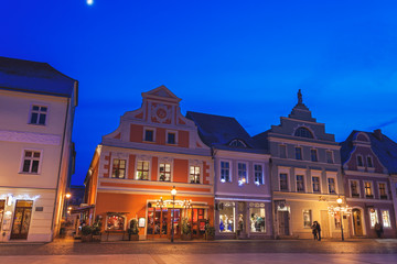 Fototapeta na wymiar Altmarkt at night. Cottbus, Brandenburg, Germany