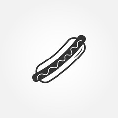 Hot dog icon - black and white - vector illustration