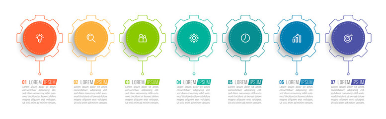 Minimal infographic template design with numbers 7 options or steps.