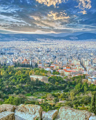 Fototapeta premium Ancient Athens the capital of Greece and the center of the world in the ancient times .great architecture masterpieces and beautiful sky with clouds 