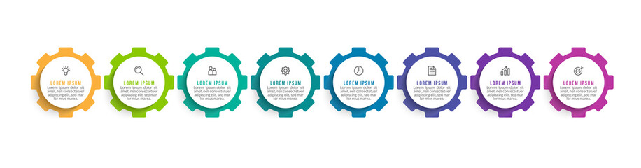 Minimal infographic template design with numbers 8 options or steps.