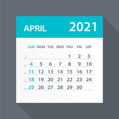 April 2021 Calendar Leaf - Vector Illustration