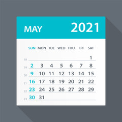 May 2021 Calendar Leaf - Vector Illustration