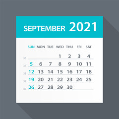 September 2021 Calendar Leaf - Vector Illustration