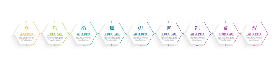 Minimal infographic template design with numbers 9 options or steps.