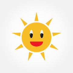 Smiling cartoon sun - flat design. Emoticon. Vector illustration