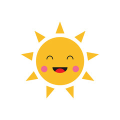 Smiling cartoon sun - flat design. Emoticon. Vector illustration